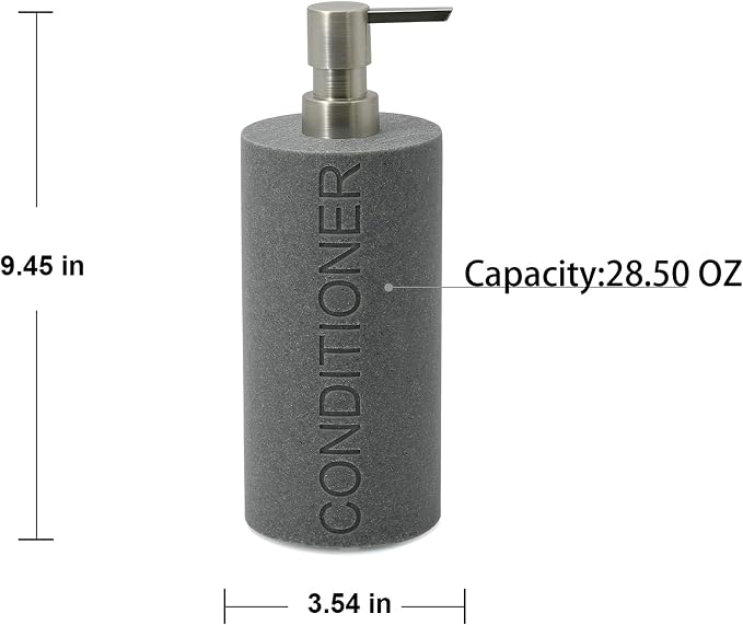 Resin Neutral Gray Sandstone Conditioner Engraved Bottle Refillable Pump - Image 2