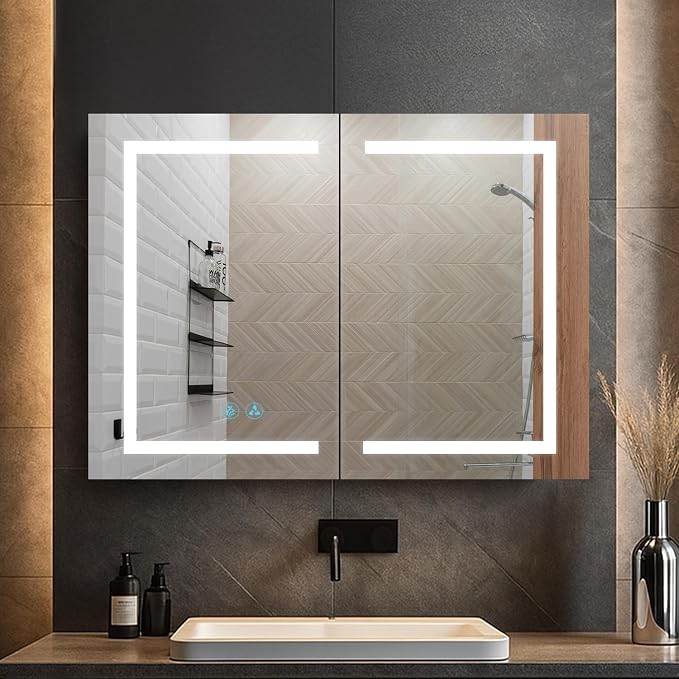 Blossom 40x26 LED Lighted Bathroom Medicine Mirror Cabinet, Recessed/Surface by BLOSSOMKitchenBath