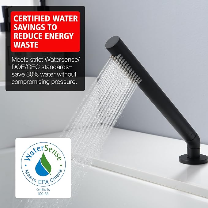 SUMERAIN Matte Black Roman Tub Faucet 3 Holes Deck Mount Bathtub Faucet - Image 8