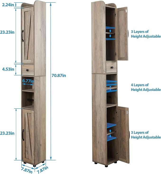 Bathroom Cabinet with Adjustable Shelf, Storage Cabinet - Image 2
