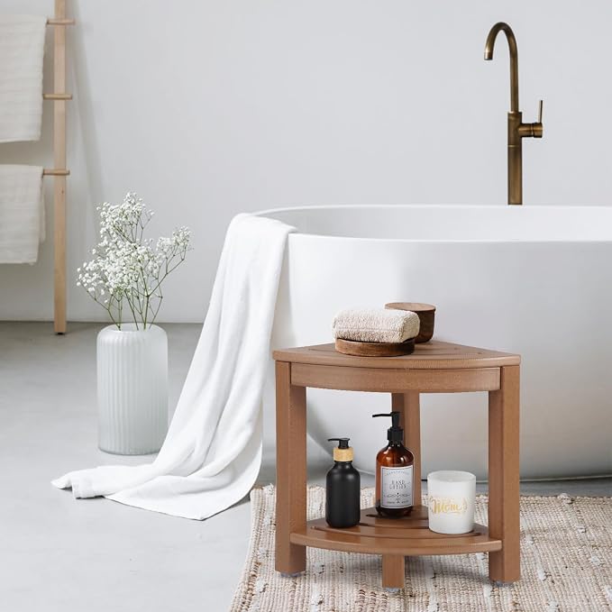 HDPE Corner Shower Stool, Shower Bench Seat - Image 2