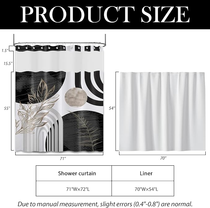 Black and White Boho See Through Mesh Top Shower Curtain - Image 5