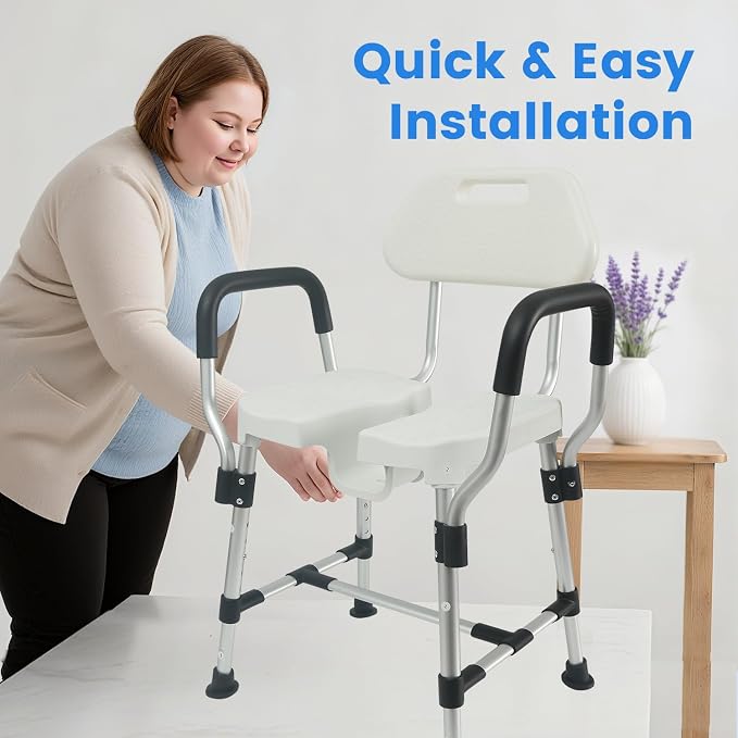 U-Shaped Shower Chair for Inside Shower, Heavy Duty Triple-Bar Base - Image 6