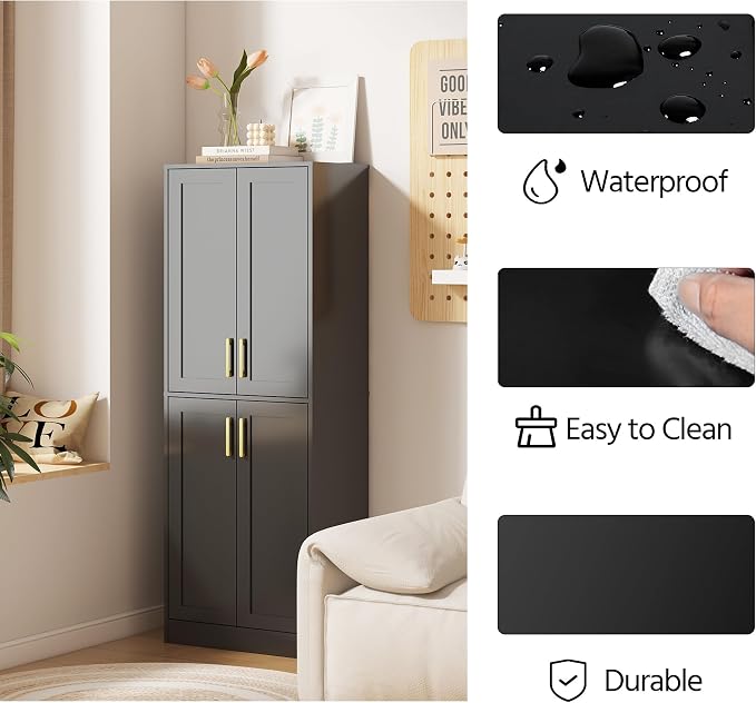 Tall Storage Cabinet with Doors & Shelf - Image 5