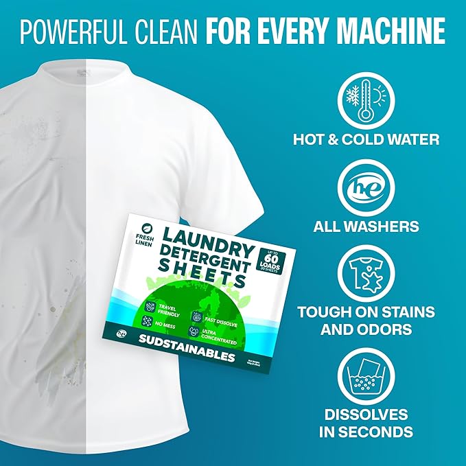 Sudstainables Laundry Detergent Sheets 60 Loads – Dissolvable Laundry Sheet - Image 4