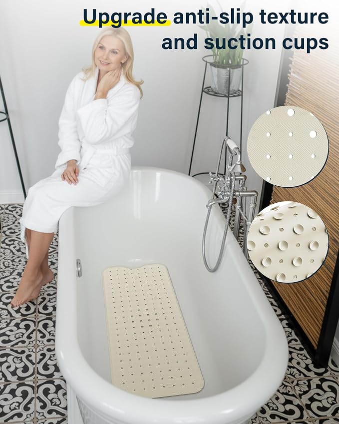 Non Slip Bathtub Mat for Tub & Shower, Machine Washable 40"x16" Anti Slip Bath - Image 2