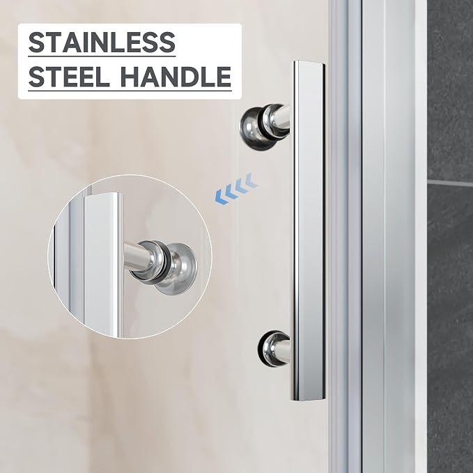 ​UCALAFEE 31.5-33 inch Pivot Shower Door, Semi-Frameless Sliver Bathroom Door - Image 4