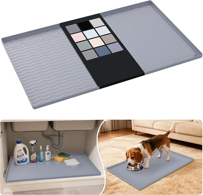 URMONA Waterproof Silicone Under Sink Mat 31'' x 19'' Shelf Liner by URMONA