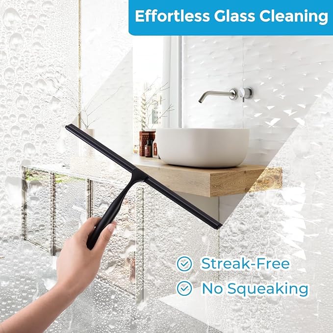 Quntis 12 Inch Squeegee for Shower Glass, Non-Slip Long Handle, Spare Blade - Image 7