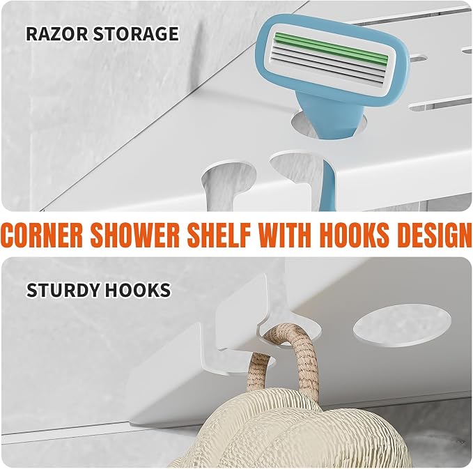 Shower Corner Shelf, 304 Stainless Steel, Wall Mount, Triangular, 10 x 10 Inches - Image 6