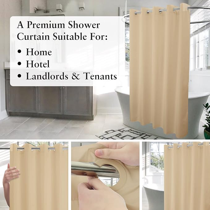 Fabric Shower Curtain No Hooks & Liner Needed - Image 3