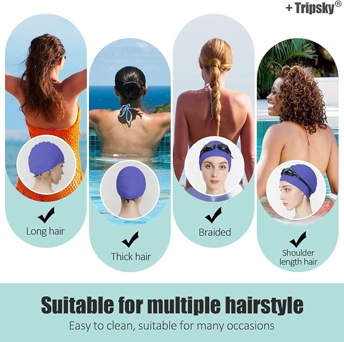 Tripsky Silicone Swim Cap, Comfortable Bathing Cap Ideal - Image 3