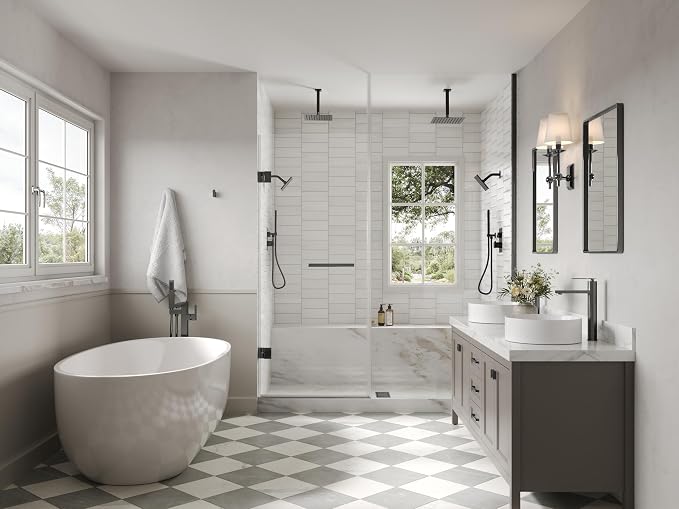 Ceiling Mount 12" High-Pressure Rainfall Shower Faucet, Dual Rainfall Shower - Image 9