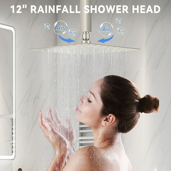 Shower Faucets Sets Shower System Brushed Nickel, STARBATH 12" Ceiling Mount - Image 8