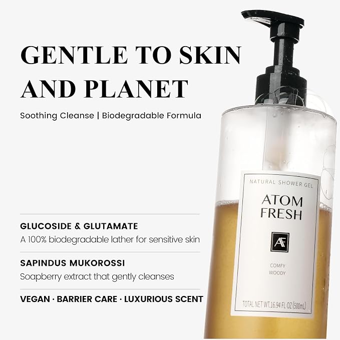 Atom Fresh Fine Fragrance Body Wash – Comfy Woody Scent | Gentle Amino-Acid - Image 4