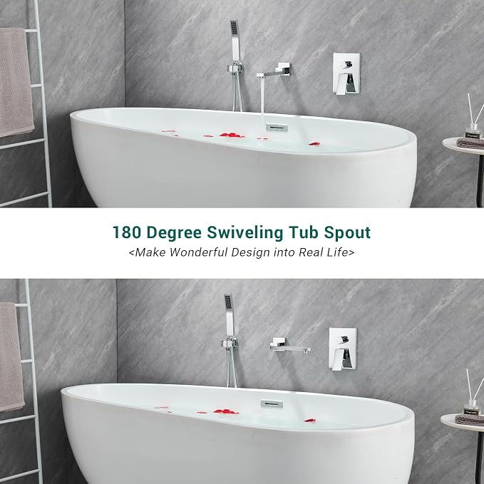 DASAN Swiveling Wall Mount Tub Filler Faucet Set - Image 4