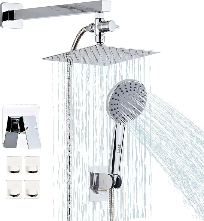 Shower Head 8'' High Pressure Rainfall, Handheld Shower Combo by Hamckay