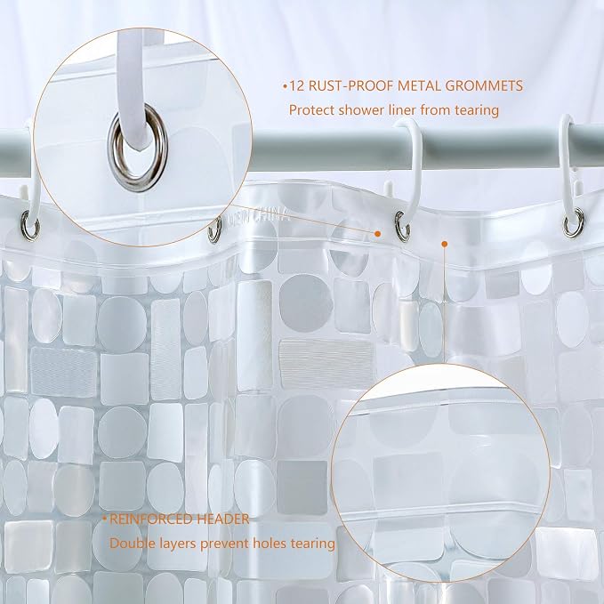 WELTRXE EVA Shower Curtain Liner Waterproof, Thick Liner Without Chemical Smell - Image 3