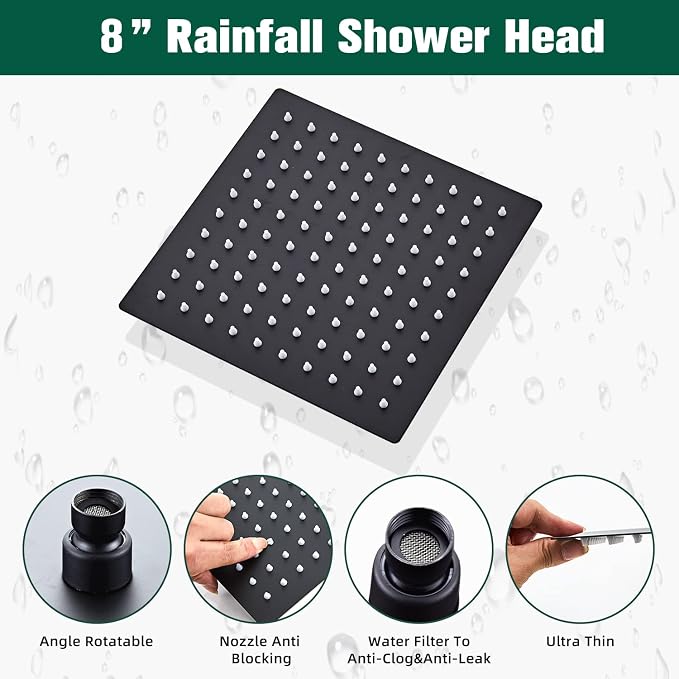 Shower Head Matte Black, Shower Faucet Set Bathroom Shower System - Image 4