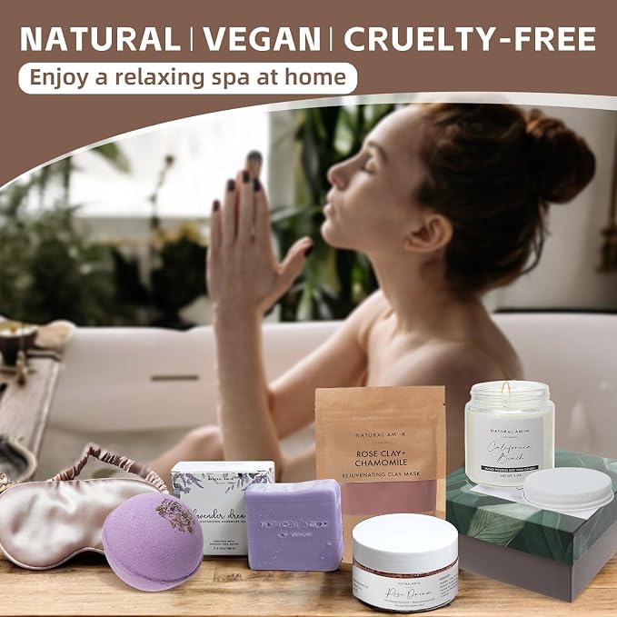 Natural Amor Handmade Bath Body Gift Set, Includes Soap Bar, Bath Bomb - Image 2