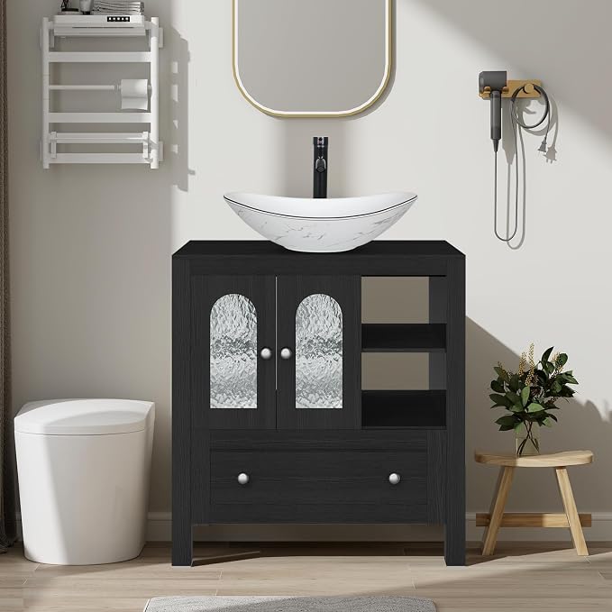 30-Inch Black Bathroom Vanity by Solidee