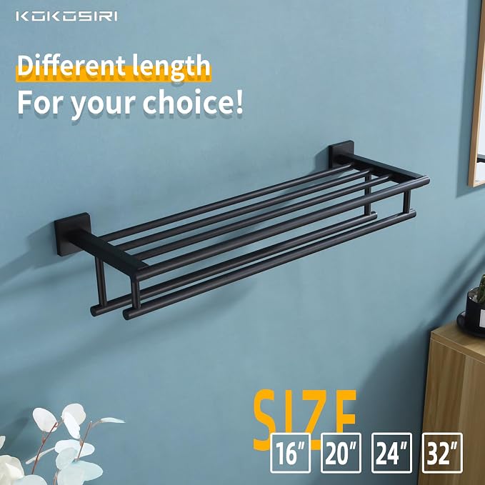 KOKOSIRI Bath Towel Rack with Double Towel Bars Bathroom Towel Shelf 24 Inch - Image 7