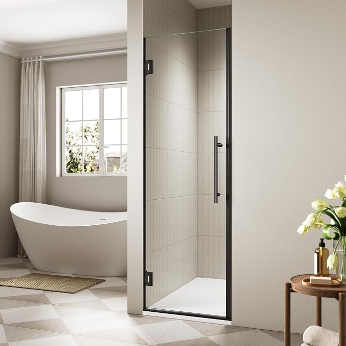 Frameless Hinged Shower Door, Single Swing Shower Panel by Unknown