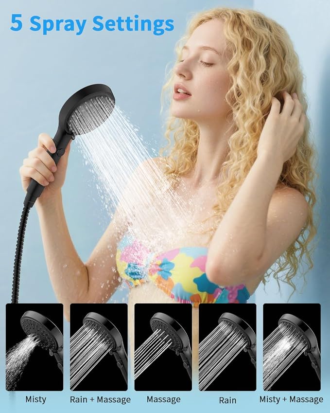 FASDUNT Shower Head with Handheld, High Pressure Handheld Shower Head with 80" - Image 5