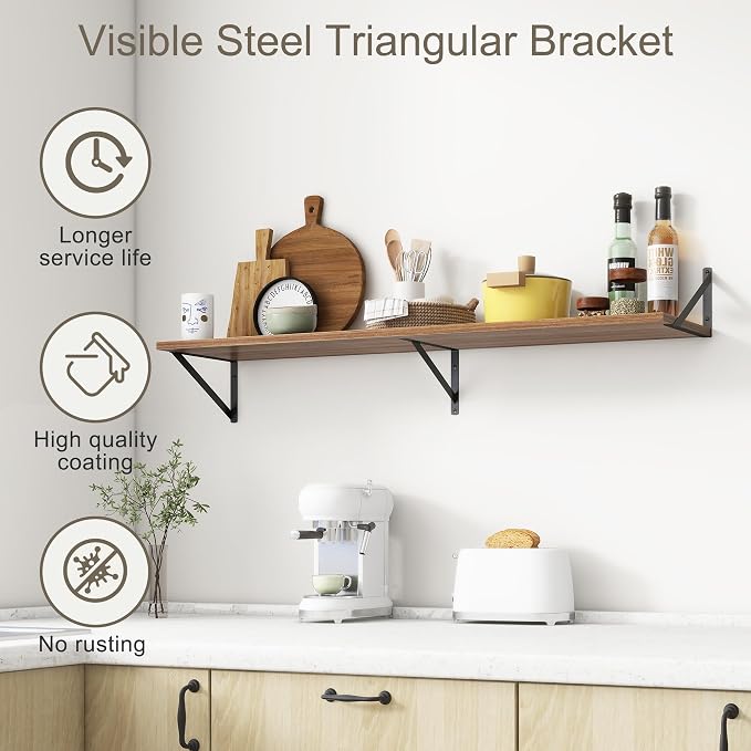 12 Inch Deep Floating Shelves, 48W x 12D Floating Shelves, Deep Wall Shelves - Image 5