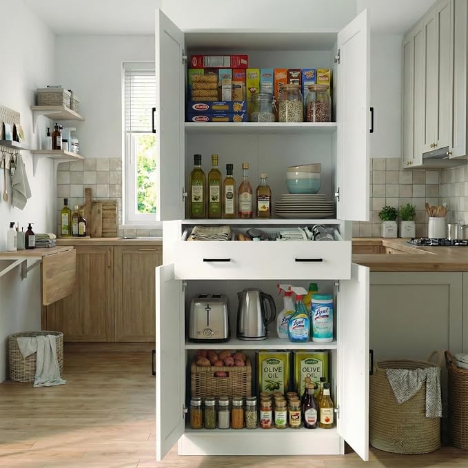 71" Tall Kitchen Pantry Cabinet, Freestanding Storage Cabinet - Image 3