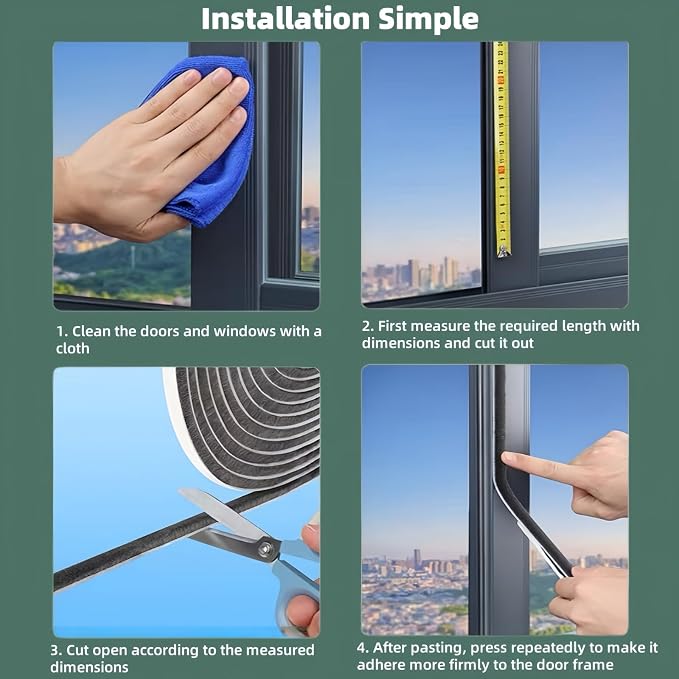 Window Weather Stripping Door Seal, 33FT Self-Adhesive Soundproofing Weather - Image 7