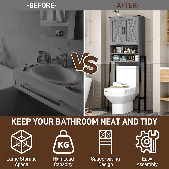Vabches Over The Toilet Storage Cabinet, Farmhouse Over Toilet Storage Cabinet - Image 6