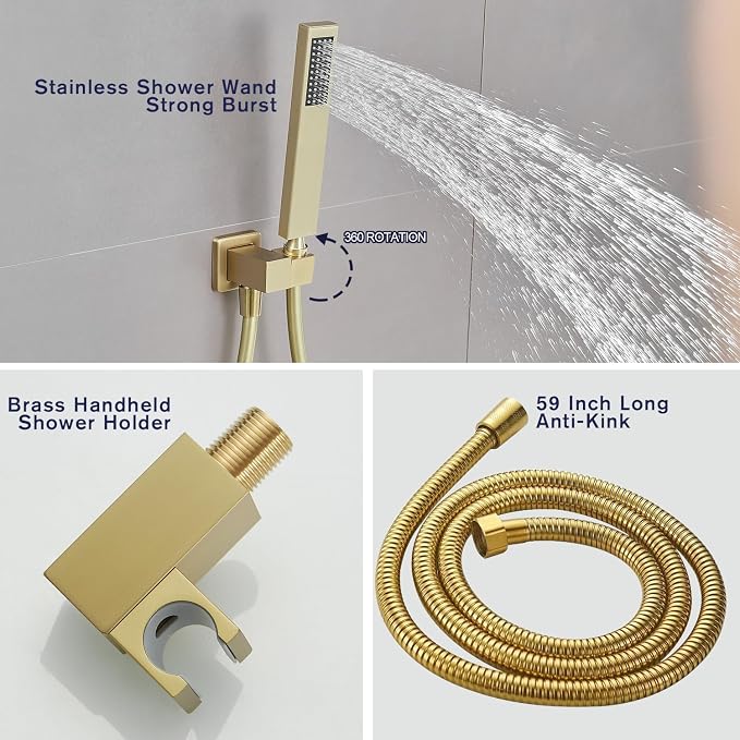Shower Faucet Set System 10 Inch Shower Head High Pressure Handheld Spray Combo - Image 4