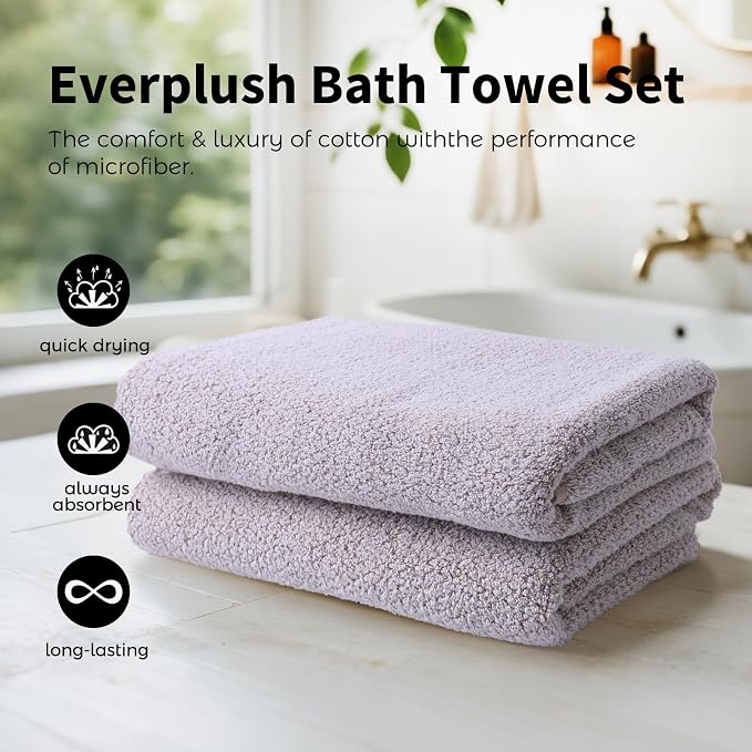 Everplush Diamond Collection 6-Piece Bath Sheet Towel Set, Soft Plush Jacquard - Image 3