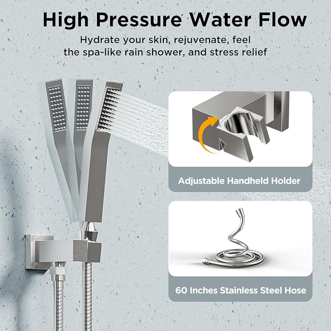 Shower Systems with 4 Body Spray Jets, STARBATH 4 Way 12+6" Rainfall Shower - Image 4