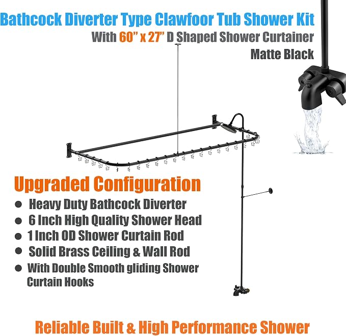 Clawfoot Tub Shower Kit, Add On Shower - Image 2