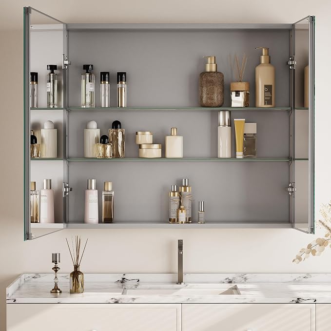 Bathroom Medicine Cabinet with Mirror, 36 Inch x 26 Inch Bathroom Mirror - Image 4