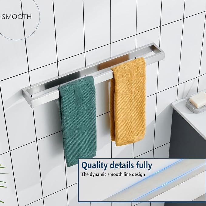 KOKOSIRI Towel Bars Brushed Nickel Bath Towel Hanger Holder 24-Inch Kitchen - Image 5