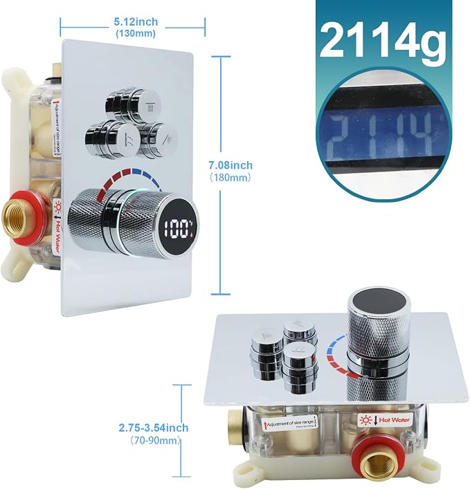 Digital Display Shower Valve Shower Valve 3 Way Shower Diverter Valve Shower - Image 3