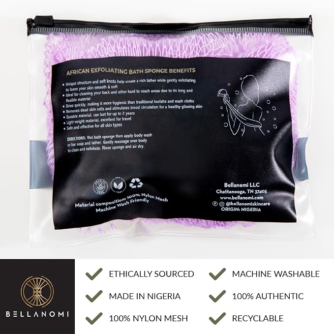 BELLANOMI African Exfoliating Net Sponge, Authentic African Bath Sponge - Image 4