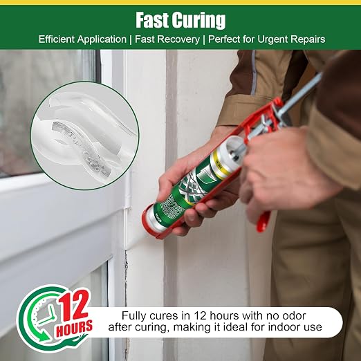 6 Pack Clear Silicone Sealant Caulk, 10.1 oz 100% Waterproof Silicone Sealant - Image 4