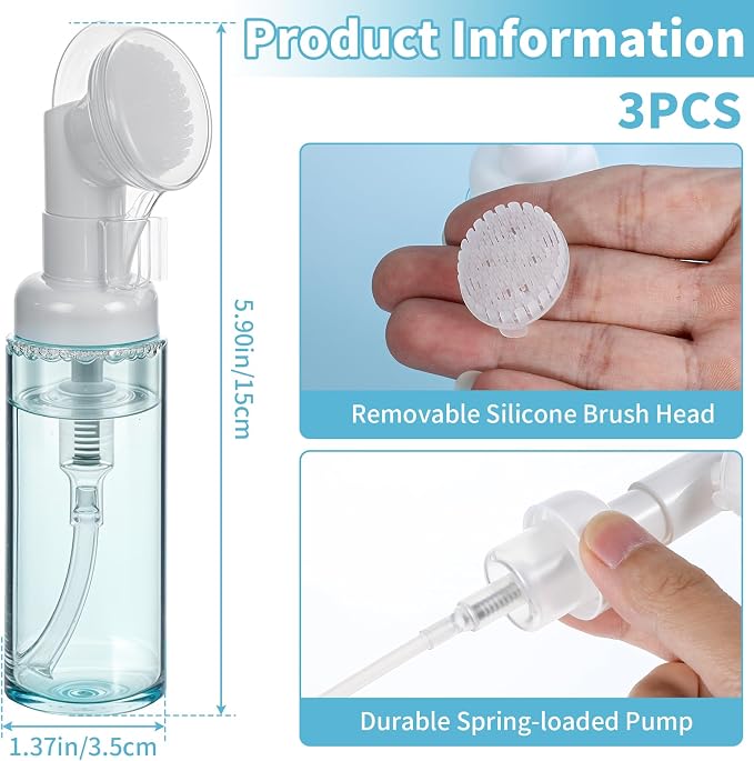 3 PCS Empty Foaming Pump Dispenser Facial Cleanser Foaming Bottle Small Mousse - Image 2