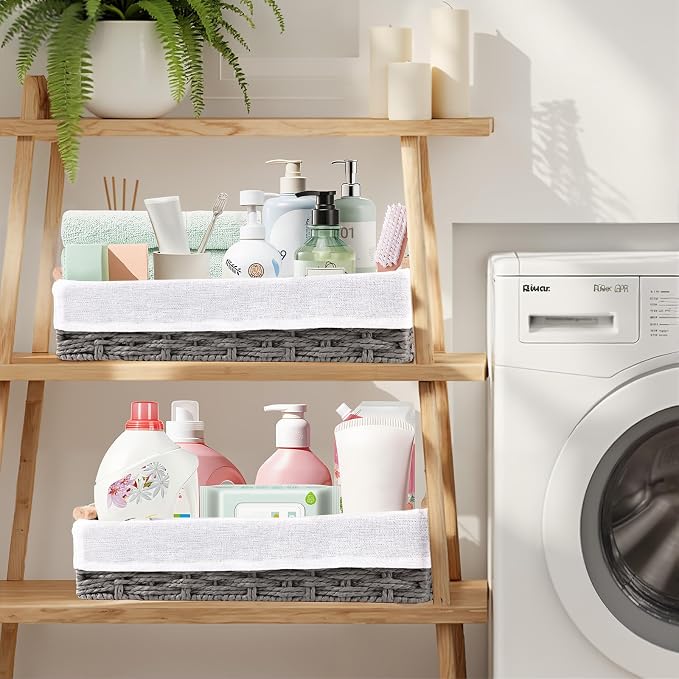 HomeHacks 2 Pack Storage Basket Paper Rope Baskets - Image 7