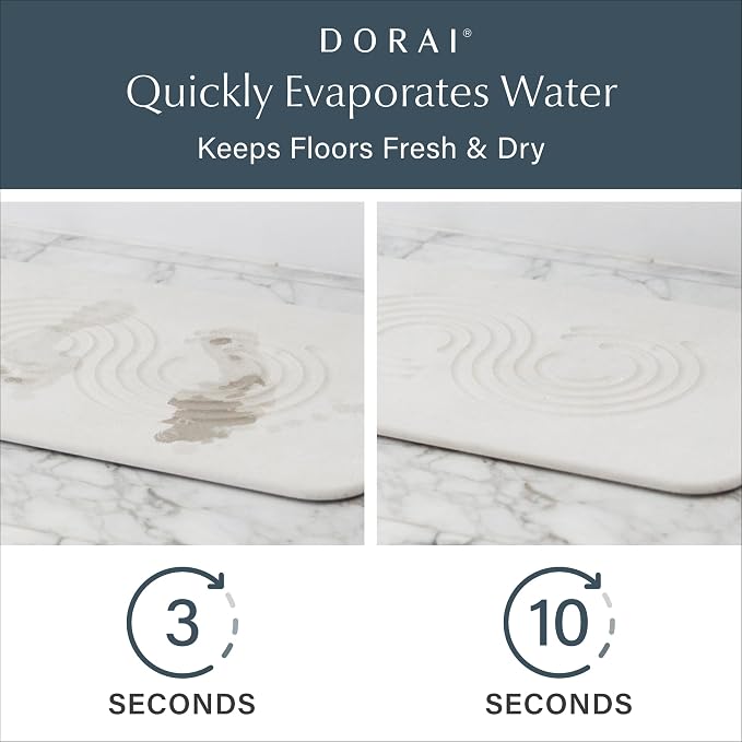 Dorai Home Bath Stone Mat 23.6"x15.4" – Quick-Dry, Non-Slip Diatomite Stone - Image 3