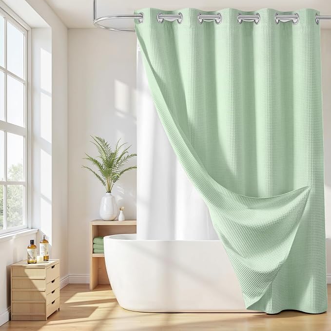 River Dream Hotel Grade No Hooks Needed Shower Curtain by RiverDream