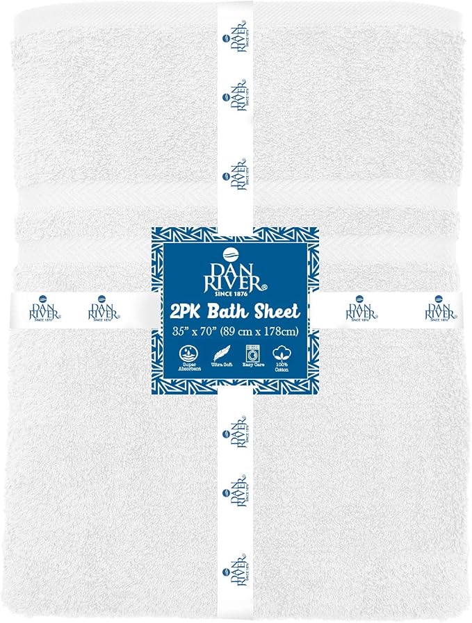 DAN RIVER 2 Pack Luxury Bath Sheets 35x70, 600 GSM, Soft & Quick Dry 100% Ring - Image 2