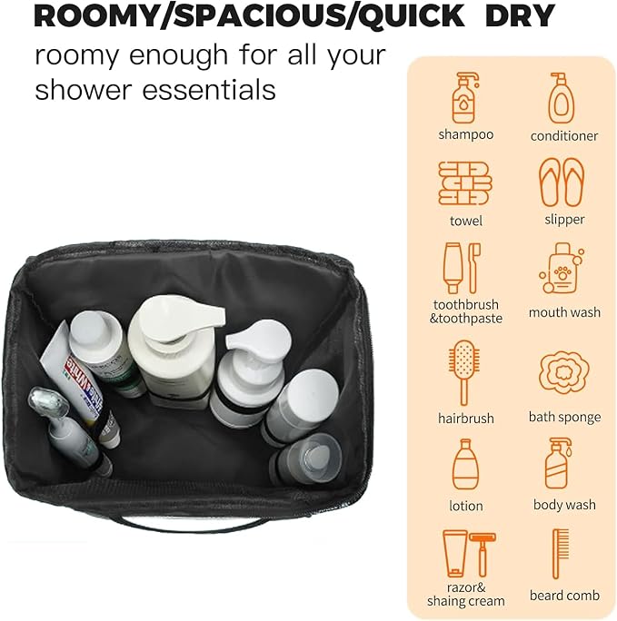 Mesh Shower Caddy Portable for College Dorm Room Essentials – Quick Dry Hanging - Image 2