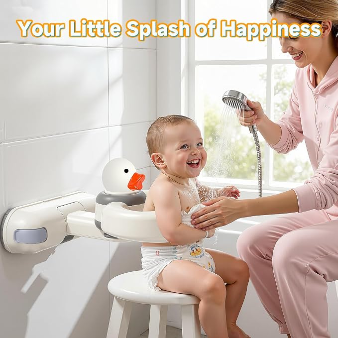 Baby Bath Stand with Pressable Duck Toy, No-Drill Interactive Bath Support with - Image 2