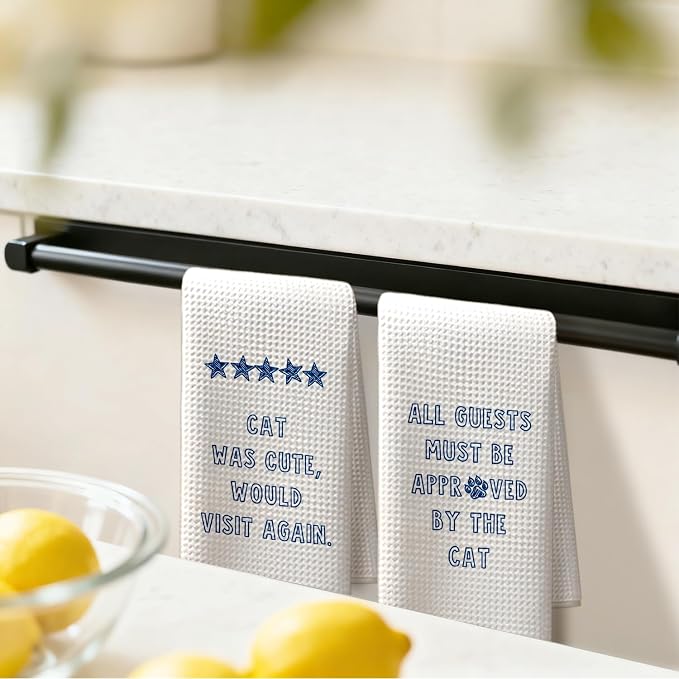 Funny Cat Kitchen Dish Towels, Cat Lover Mom Lady Gifts, Guest Bathroom Decor - Image 4