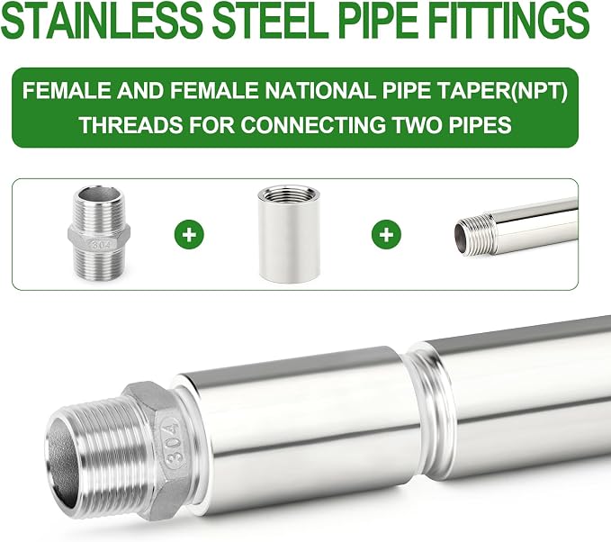TAISHER 2PCS Stainless Steel Pipe Fittings, 3/4" NPT Female x 3/4" NPT Female - Image 6